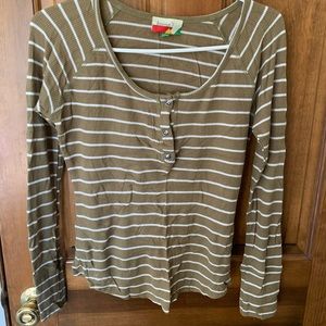 Modcloth Striped Waffle Longsleeve Shirt - size S